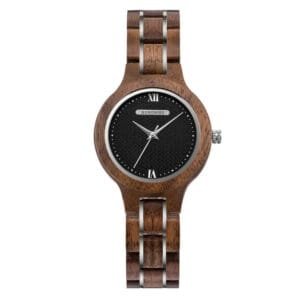 Montre en Bois Femme élégante avec Cadran Rond et Détails Métalliques - Bois / Argenté