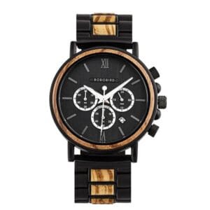 Montre en Bois Homme Fusion Black pour un Style Naturel et élégant - Noir