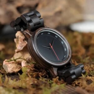 Montre Bois Zébré Black Noir Intemporelle — Bijoux en Bois