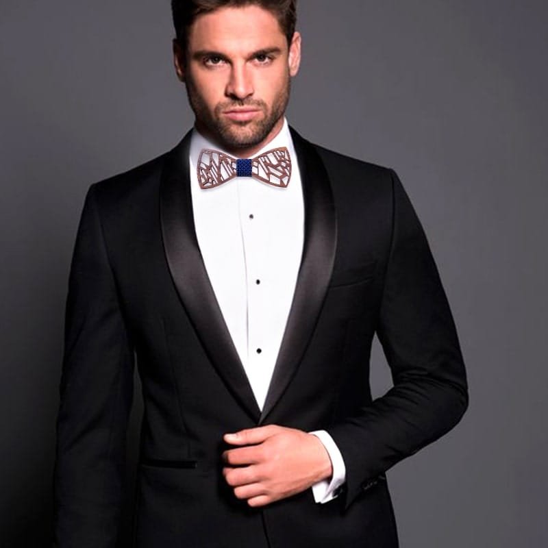 Coffret Noeud Papillon en Bois Magnolia Noir pour une élégance Distincte 1 noeud papillon bois costume