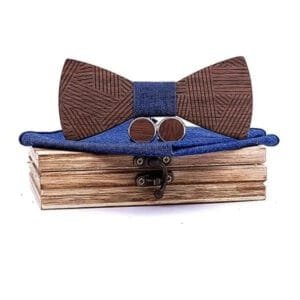 Noeud Papillon en Bois avec Tissu Jean - Chic et Branché