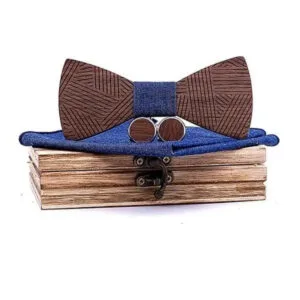 Noeud Papillon en Bois avec Tissu Jean - Chic et Branché