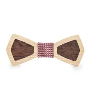 Noeud Papillon en Bois Bi-ton pour un Style Chic et Décontracté 2 Noeud Papillon en Bois Bi-ton pour un Style Chic et Décontracté - Rouge Rayé