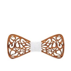 Nœud Papillon Bois Arabesque Naturel — Bijoux en Bois