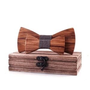 Nœud Papillon Bois Aster Brun Père Fils