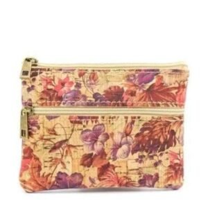 Porte-Monnaie Liège Flora Imprimé Fleurs — Bijoux en Bois