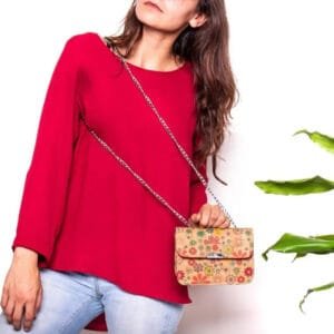 Sac Bandoulière Vegan avec Poche Intérieure Zippée et Design Floral